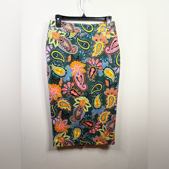 Boden Dresses & Skirts - Boden printed paisley velvet midi pencil skirt size 6 new cotton